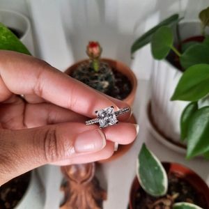 Stainless Steel CZ Diamond Engagement Ring